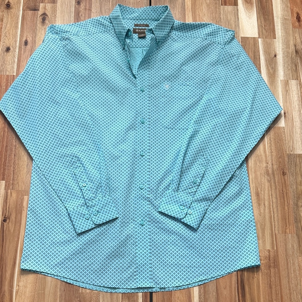 Ariat Men's Teal Geometric Button Down Shirt